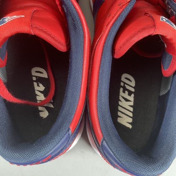 Nike ID Dunk Low Patriots Men’s Size 11.5 Red Blue Casual Sneakers Skate Shoes - Picture 8 of 9